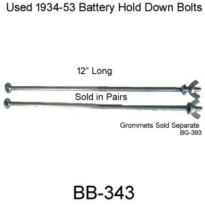 1934-1953 Buick Battery Hold-down Bolt W/Wing nuts & Washers