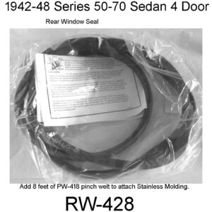 1942-1948 Buick Ser 50 & 70 Rear Window Seal 4-Door Sedan. RW-428