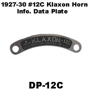1927-1931 Buick Klaxon Horn Data Plate. DP-12C