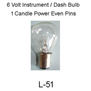 6 Volt, 1 candle power Dash Bulb. L-51