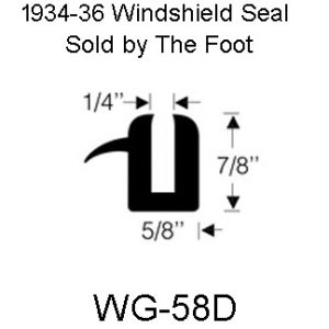 1934-1936 BUICK Windshield Seal sold by the foot. WG-58D