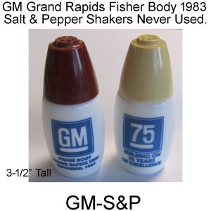 1983 GM Fisher Body Salt & Pepper Shakers. GM-S&P