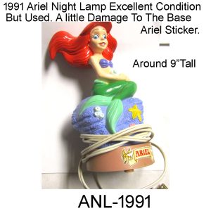 Disney 1991 Ariel Night Lamp Working Used. ANL-1991